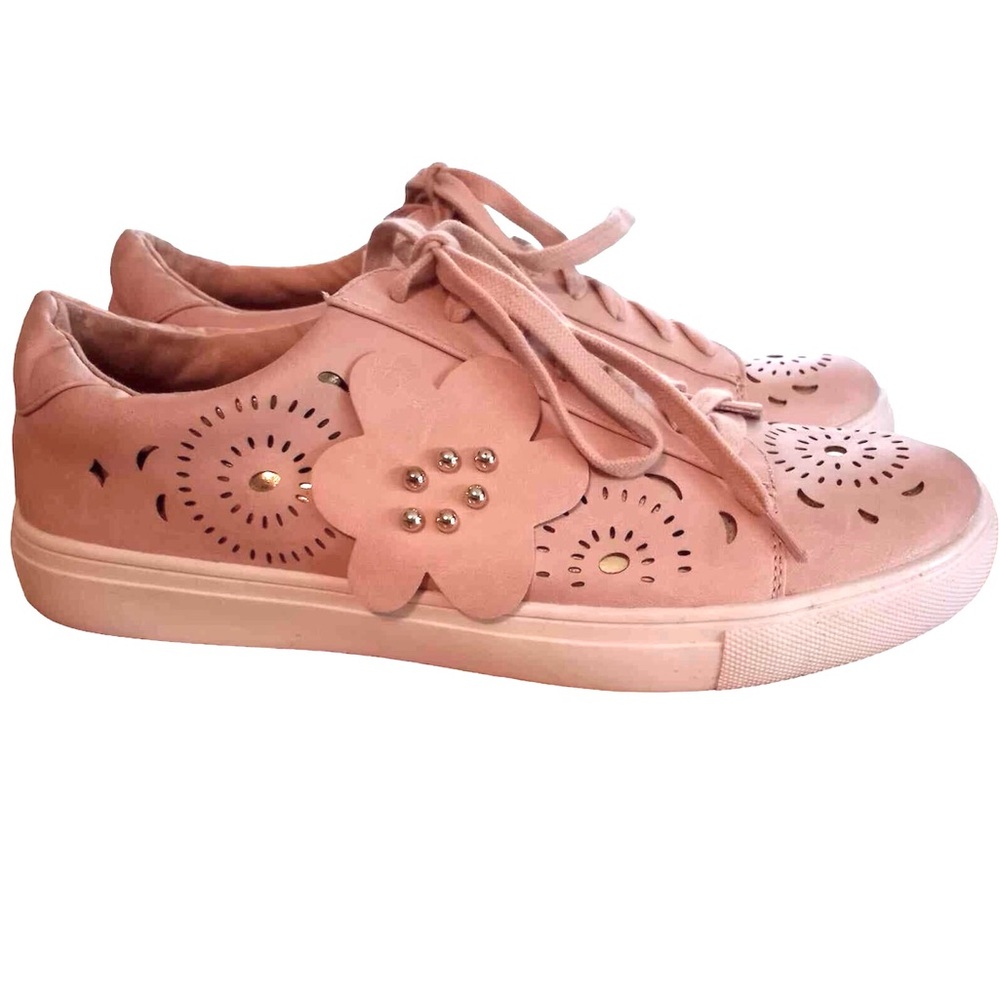Nanette Lepore Dusty Pink Wesley Laser Cut Lace Up Sneakers Size 9.5 Women’s